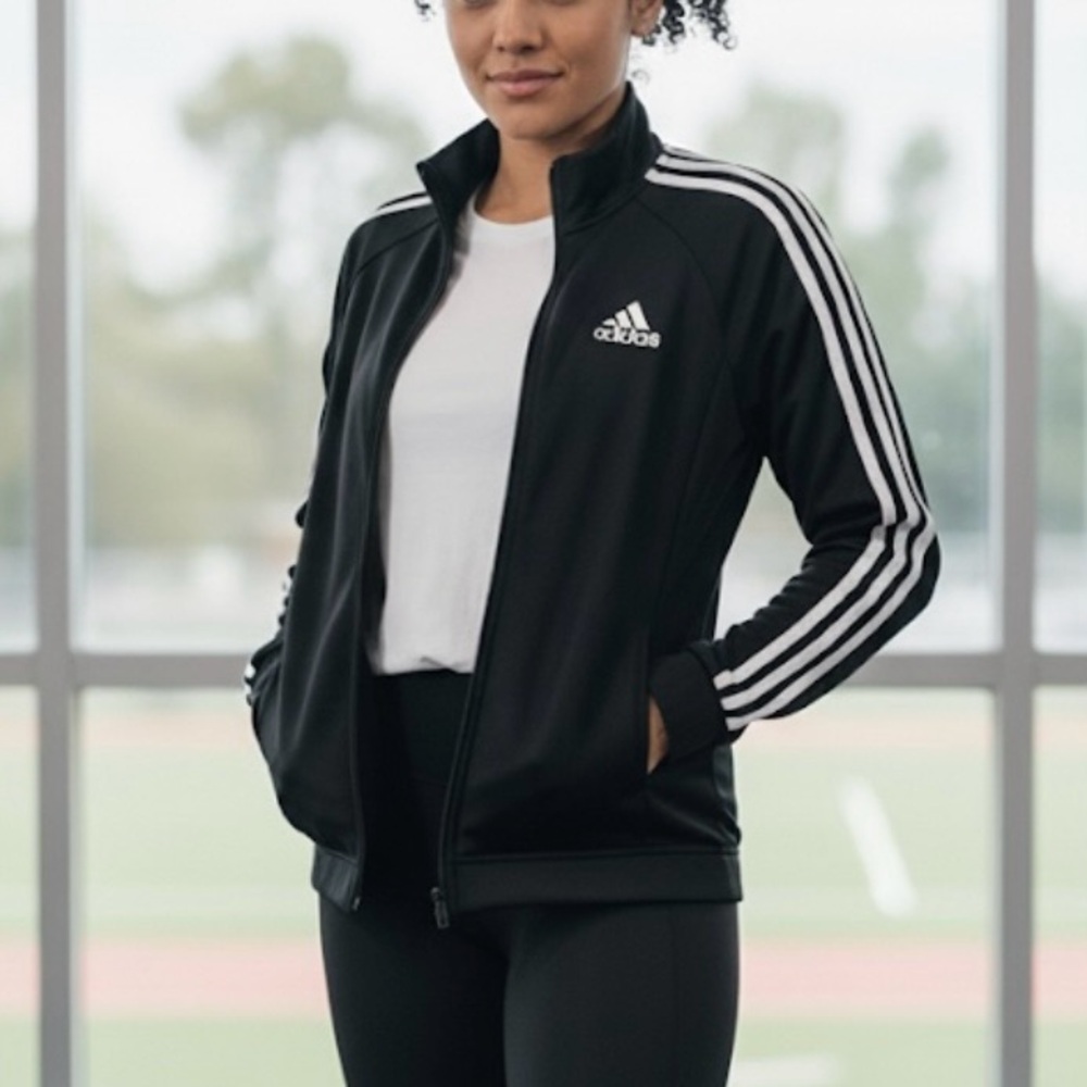 Adidas Black and White Track Jacket - size XS